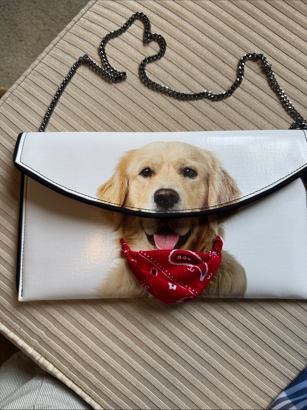 Crossbody Golden Retriever Clutch Handbag - W/ 3D Red Bandana attachment